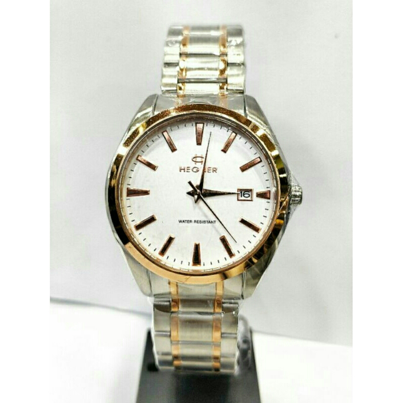 Jam tangan pria HEGNER 1678 silver rosegold stainless steel