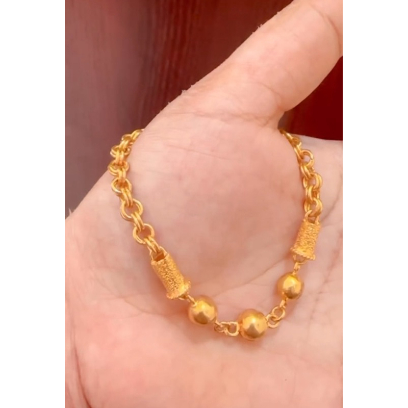 GELANG BOLA RANTAI LAPIS EMAS CRISTAL 24k