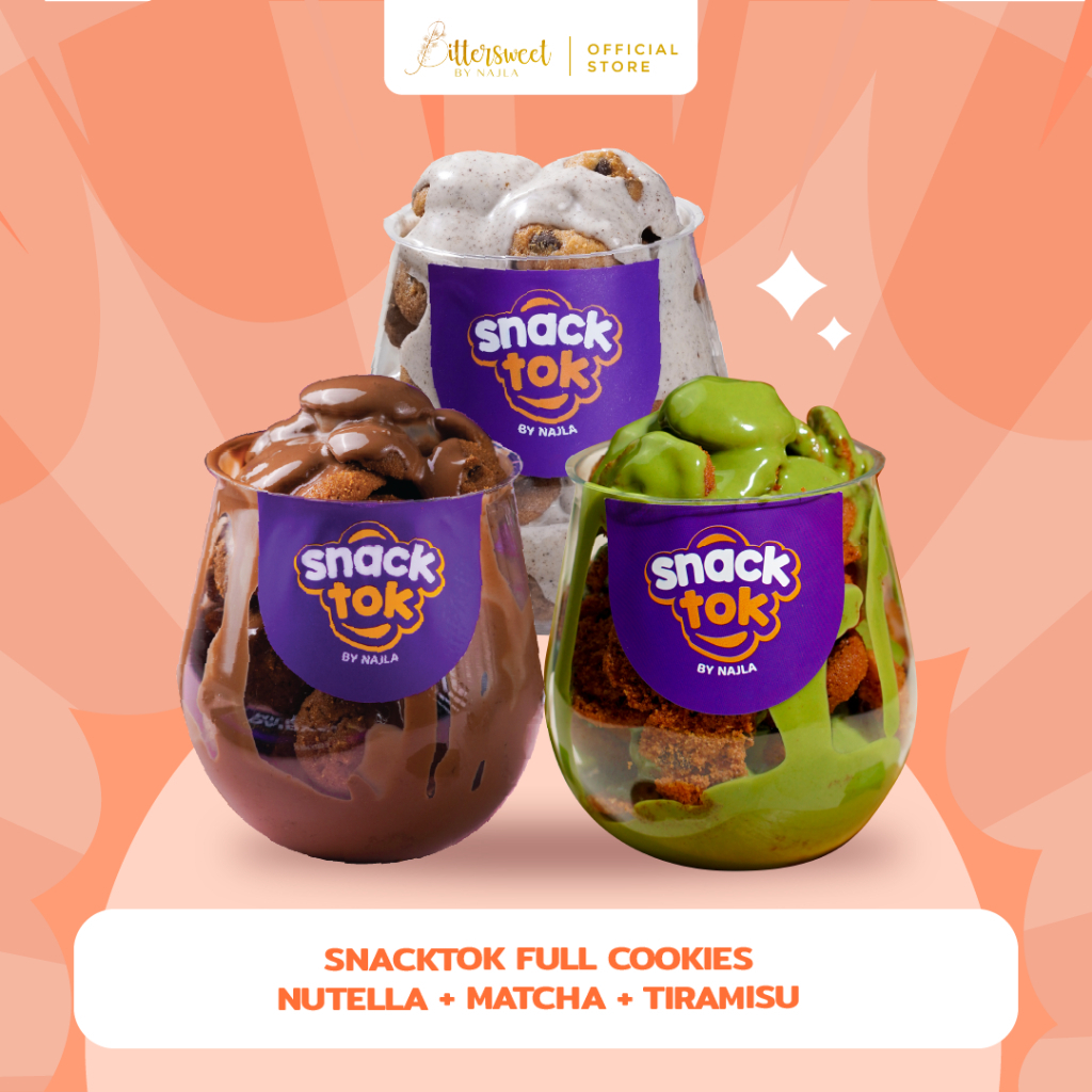 

TRIPLE BUNDLE - SnackTok Matcha, Nutella & Choco Milk Full Cookies - Bittersweet by Najla READY STOCK