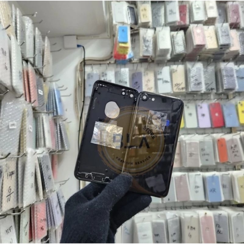 HOUSING BACK CASING KESING HOUSING FULLSET IPHONE 7 7G JET BLACK