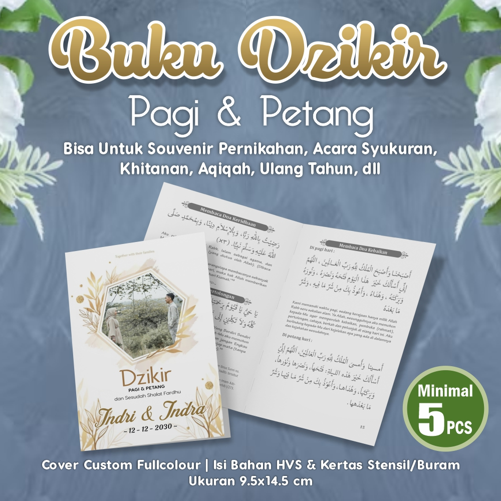 Buku Dzikir Pagi & Petang | Souvenir Pernikahan, Khitanan, Aqiqah, dll | Desain Cover Custome