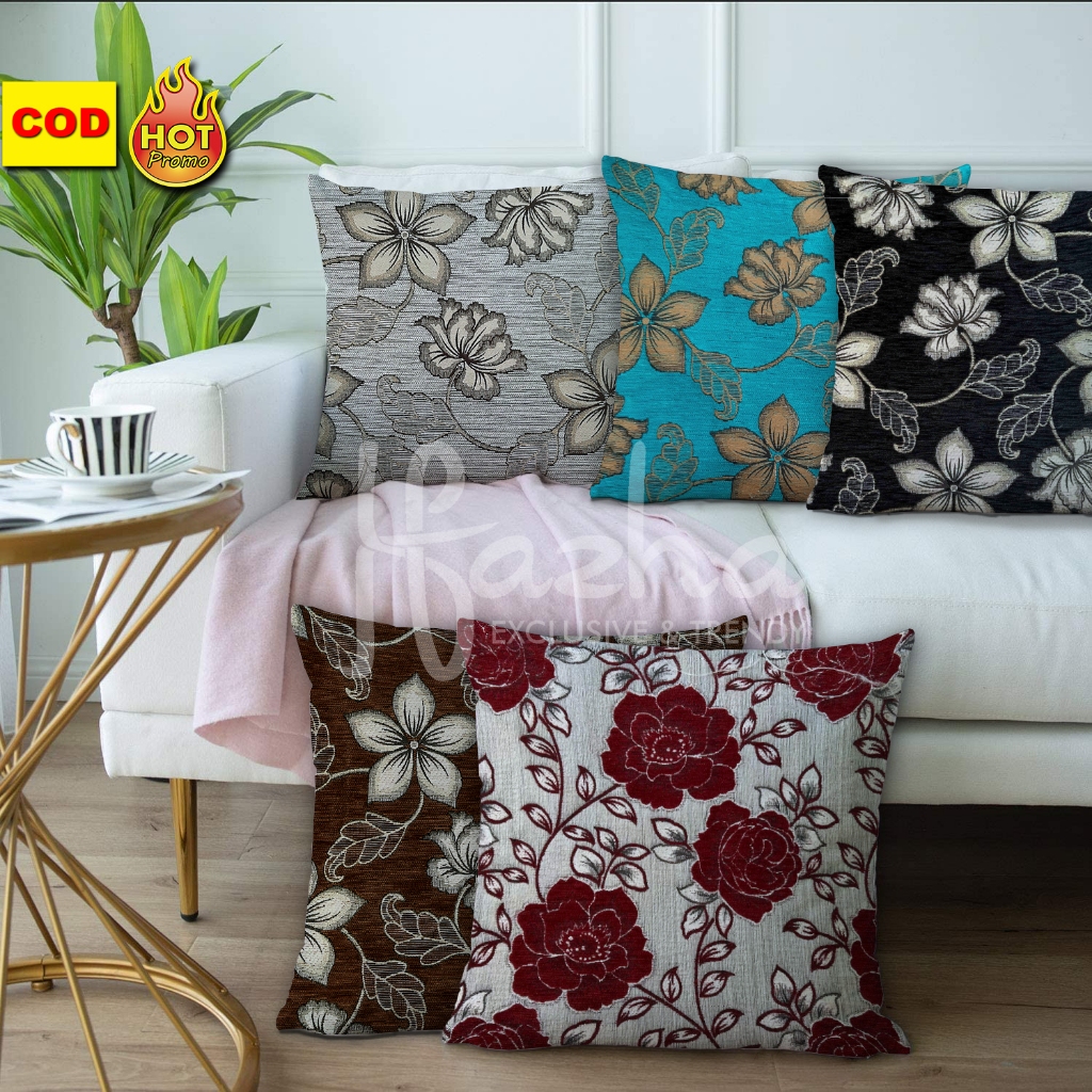 Sarung Bantal Sofa Kursi Tamu Mewah Kekinian Minimalis Modern Premium Unik Murah Meriah Motif daun b