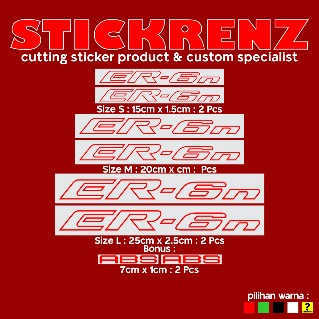 Cutting Sticker Stiker Body Motor Kawasaki ER-6n 02 Custom