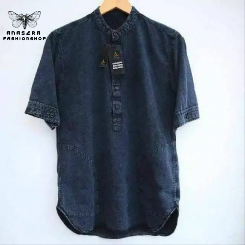 Anasera - Baju Koko Jeans Kurta Premium Quality Kurta Jeans Koko Lengan Pendek
