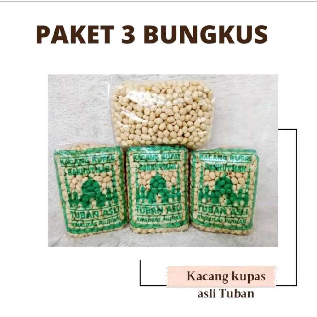 

Paket 3 Bungkus Kacang Tanah Kupas Asli Tuban 1050gram Kemasan per 1pcs 350gram