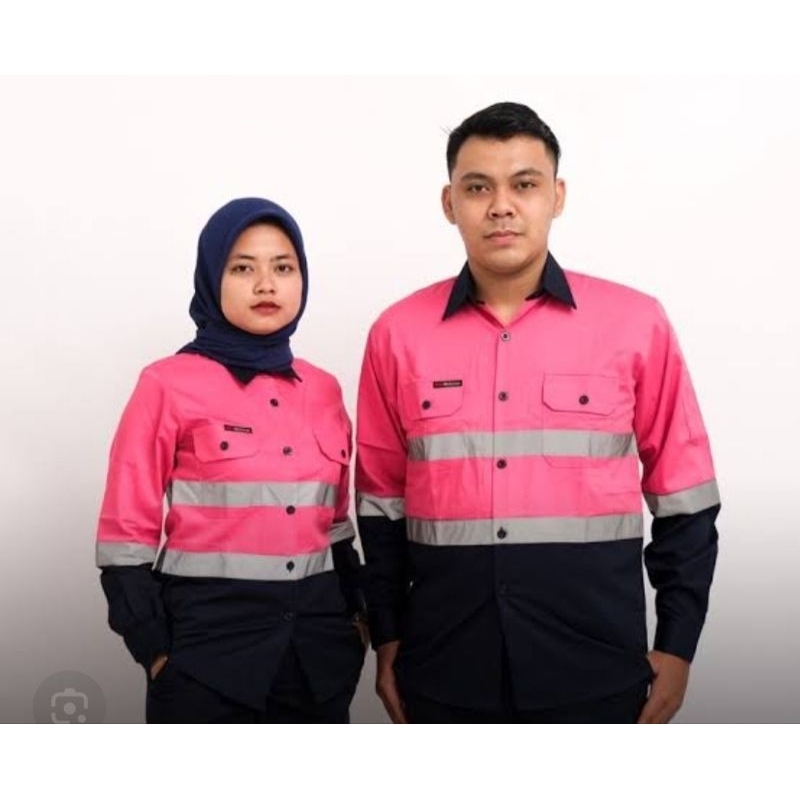 Baju kerja safety baju tambang pink