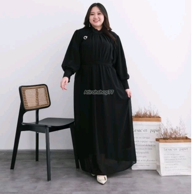 gamis ceruty polos wanita jumbo Ld130cm Ld145cm