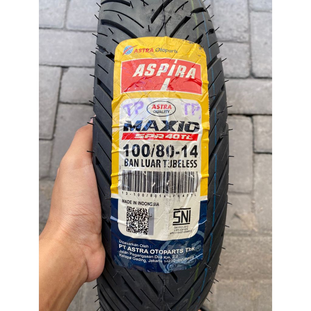 BAN LUAR ASPIRA 100/80-14 SPR MAXIO TUBLESS || BAN LUAR MATIC 14 VARIO PCX BAN ASPIRA 100/80-14 TUBL