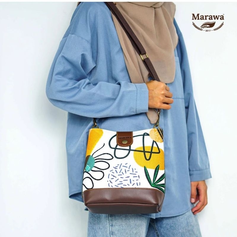 Marawa - Tas selempang etnik bahan kanvas denim cantik new motif nara series