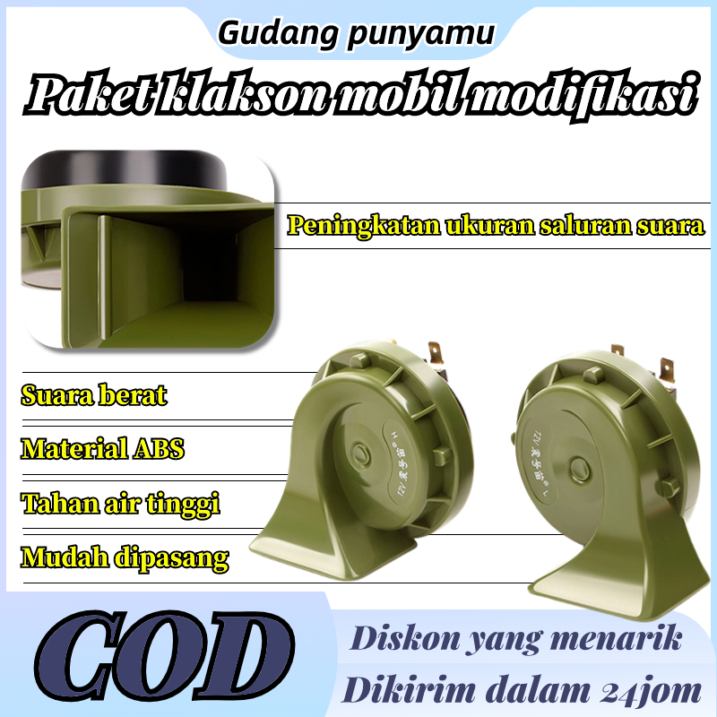 Klakson Keong waterproof anti air double + Aksesoris Motor mobil 24 V Suara Seperti Denso Dan Hella 