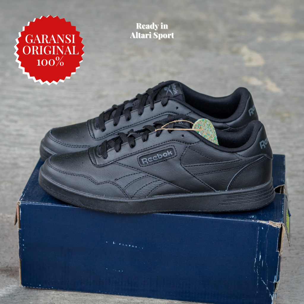 Sepatu Sneakers hitam REEBOK COURT ADVANCE  original asli 100010619