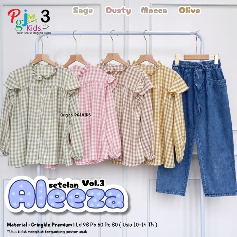ALEZZAA VOL2 SETELAN ANAK PEREMPUAN UMUR 10-14 TAHUN BAJU LEBARAN KEKINIAN TERBARU 2024 BY PGJ