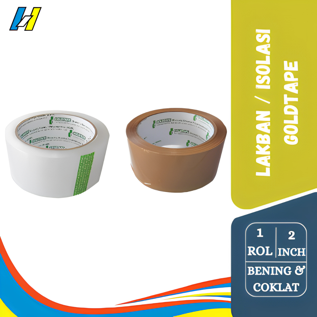 

LAKBAN GOLD TAPE/OPP GOLD TAPE BENING & COKLAT 2 INCH 1 ROL/PCS