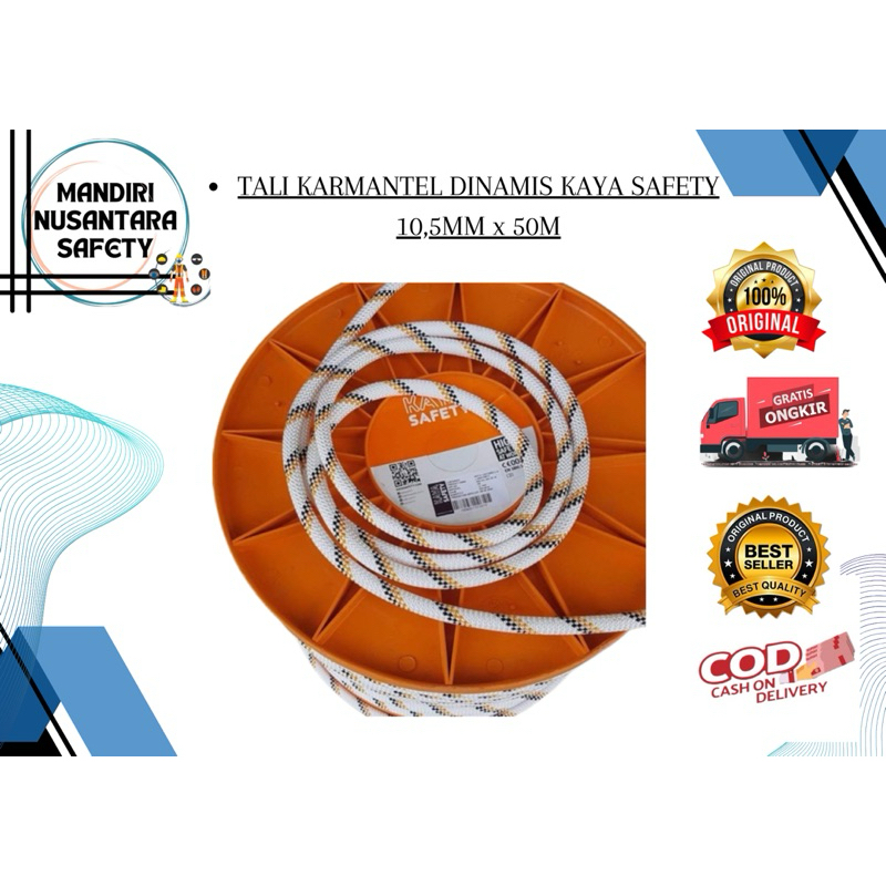 TALI KARMANTEL DINAMIS KAYA SAFETY 10,5MM x 50Meter/ Tali Karmantel Dinamis/ Tali Safety Climbing