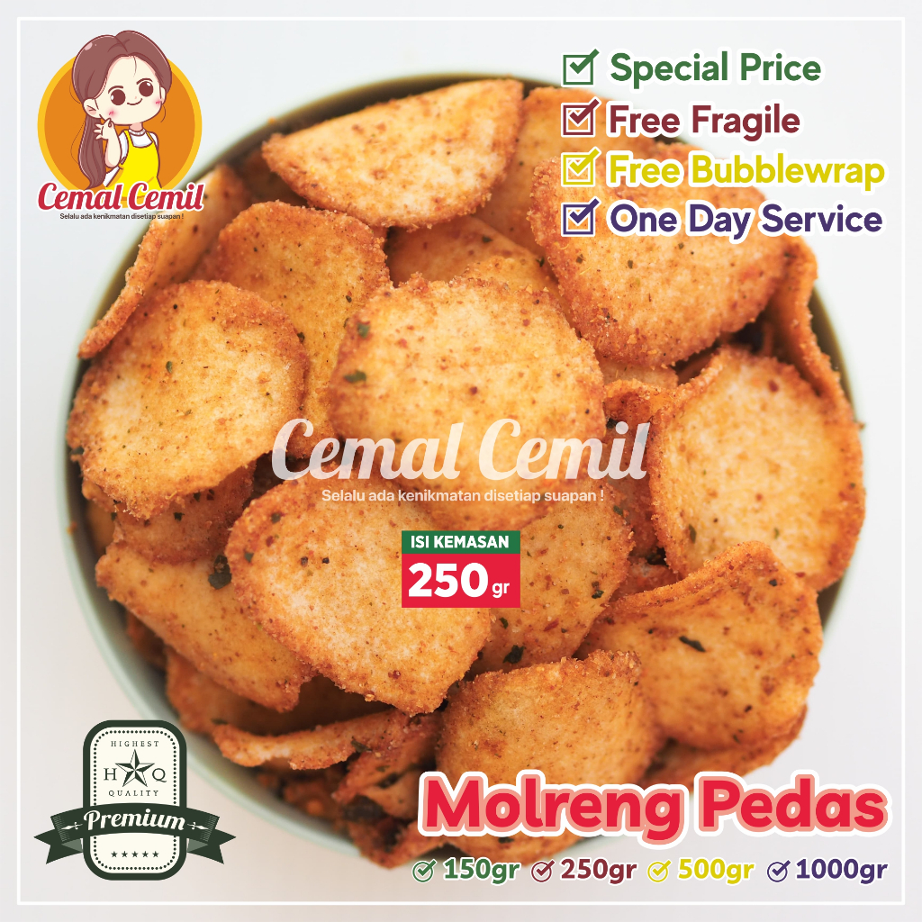 

Cemal Cemil : Paling Laris : Molreng/Cimol Goreng Pedas 250gr-Snack/Cemilan/Camilan