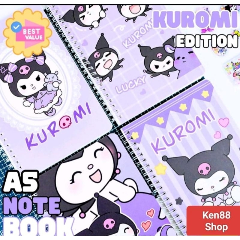 

NoteBook Ring A5 Kuromi Edition Premium Isi 60 Lembar / Buku Tulis A5 / Buku Jurnal Buku Catatan