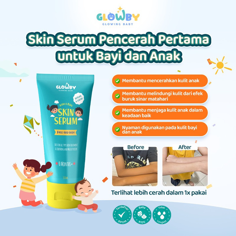 (Glowby) Skin Serum Lotion Pencerah Kulit Bayi dan Anak cream pemutih wajah dan badan BPOM menghilan