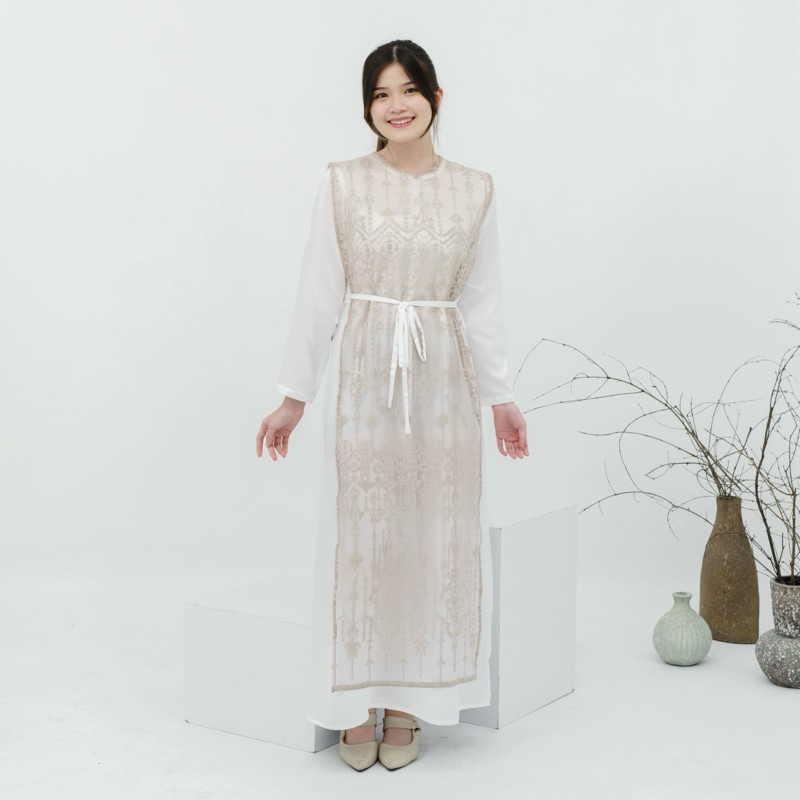 Faithijab - Aurora Dress / dress kondangan tulle / dress lebaran brokat / baju wisuda tille satin si