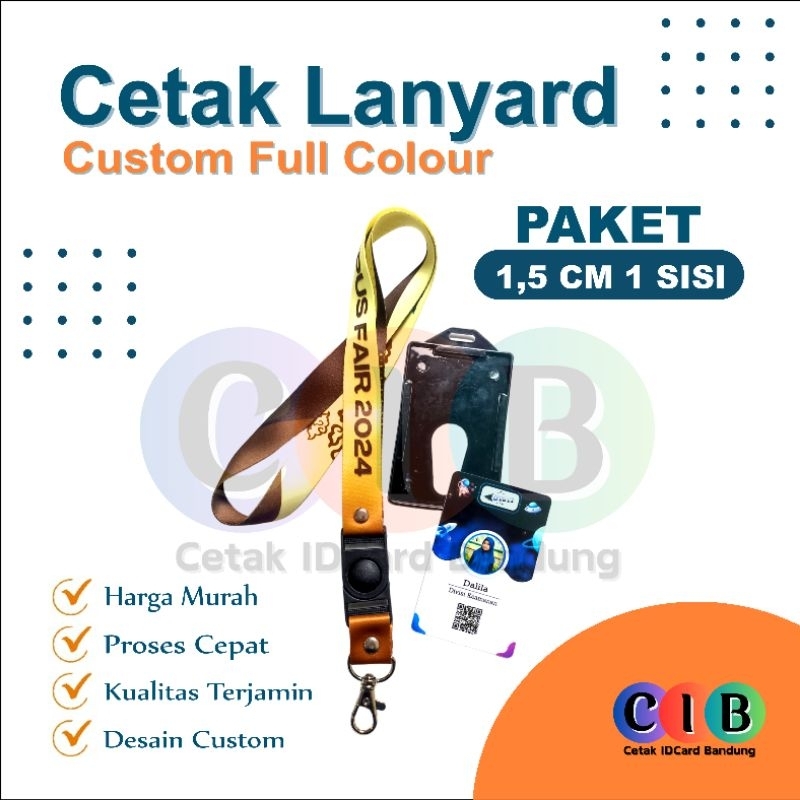 

PAKET LANYARD FULL COLOR UKURAN 1,5 CM 1 SISI CUSTOM PRINTING SUBLIME PAKET TALI ID CARD / NAME TAG