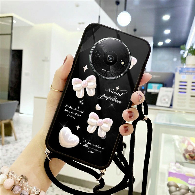 Softcase Kaca + Tali Case Xiaomi Redmi A3 5G 2024 TERBARU [K104] - Kesing Hp Xiaomi Redmi A3 5G 2024