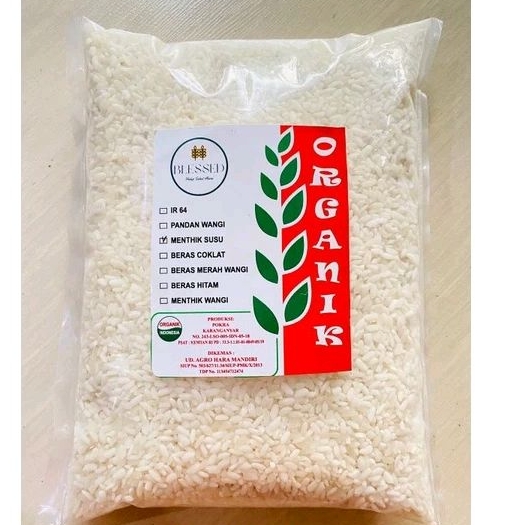 

Beras Organik Menthik Susu Original pegunungan Lawu (kemasan non vakum) berat 1Kg