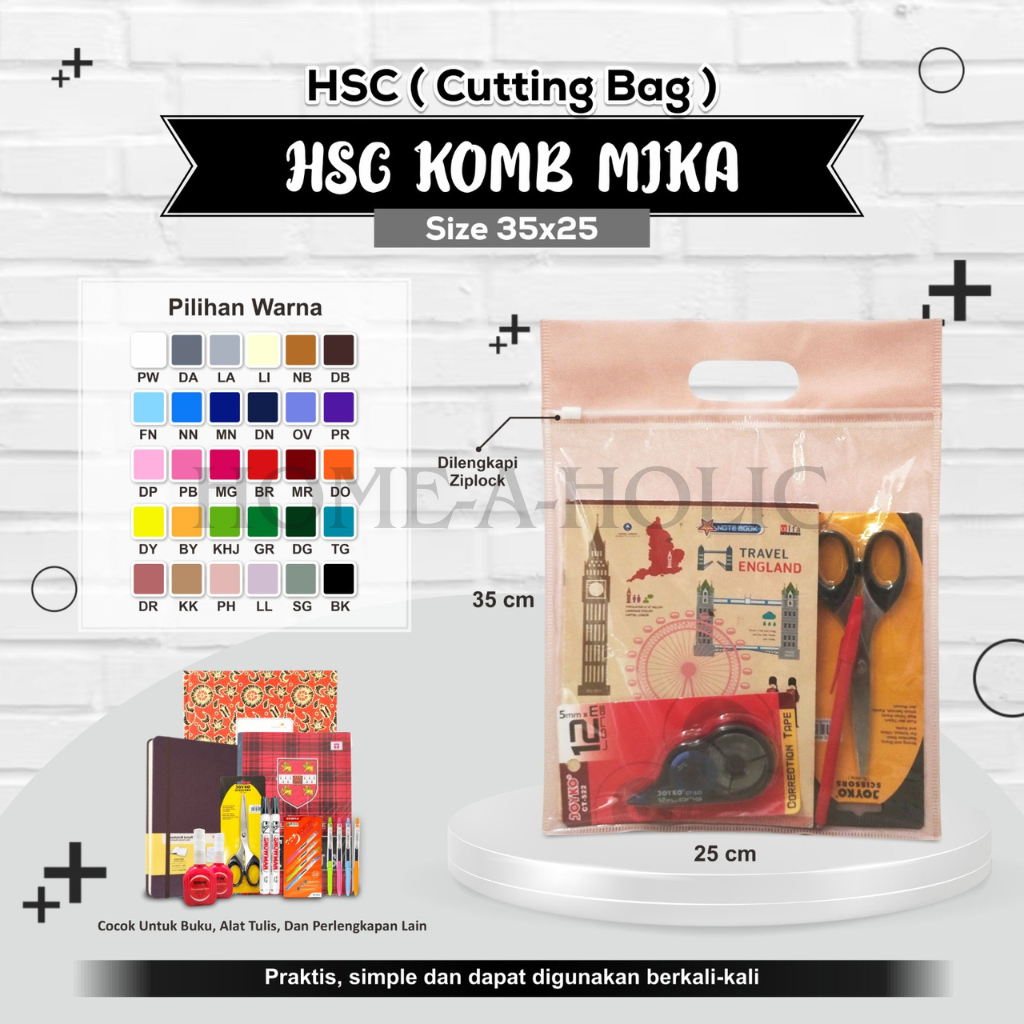 

HSC 35x25 Tas Souvenir Spunbond Kombinasi Mika dengan Ziplock / Custom Kantongan Tas Souvenir Kado Hadiah / Tas Spunbond Oval