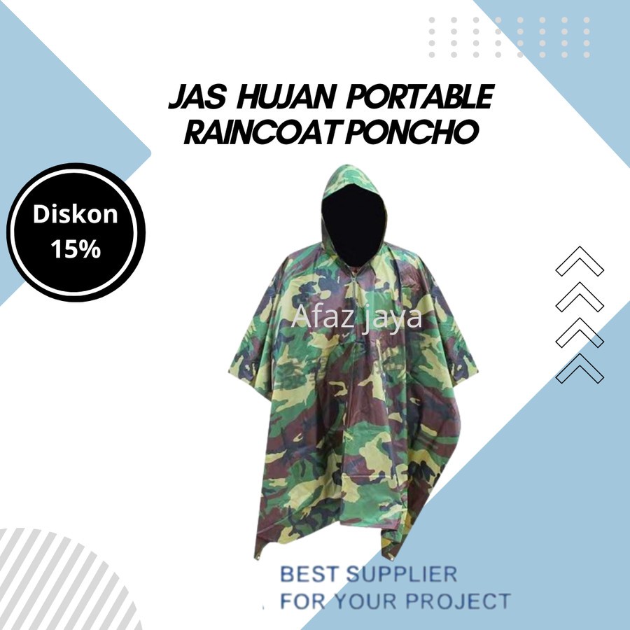 JAS HUJAN MANTEL DEWASA PONCO LENGAN MOTIF TENTARA RAINCOAT PONCHO