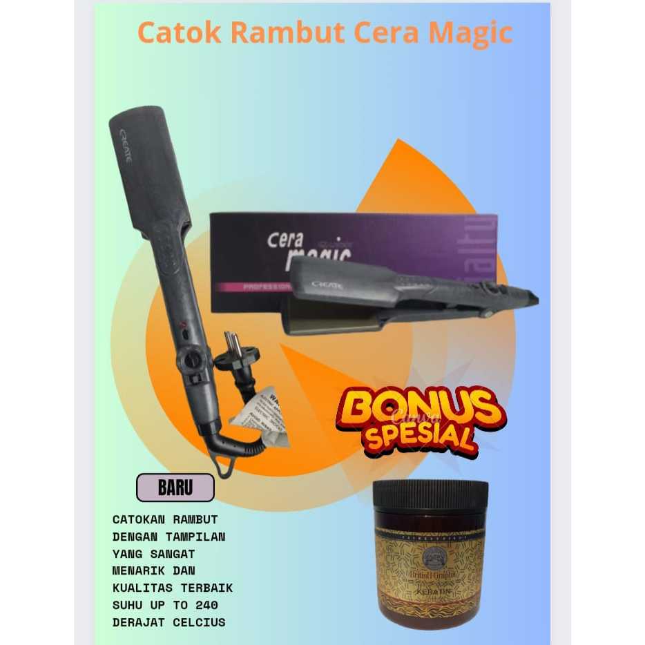 Catokan Rambut Cera Magic With Flat Iron / Catok Meluruskan / Keriting Rambut