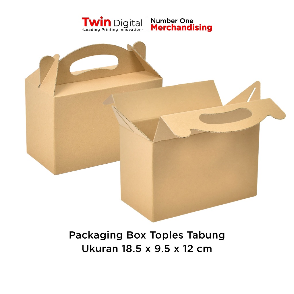 

Twindigital Kardus Box Packaging 18.5 x 9.5 x 12 cm / Box Toples Kue / Kotak Hampers / Kardus Kado & Souvenir - Box Corrugated PTT.1