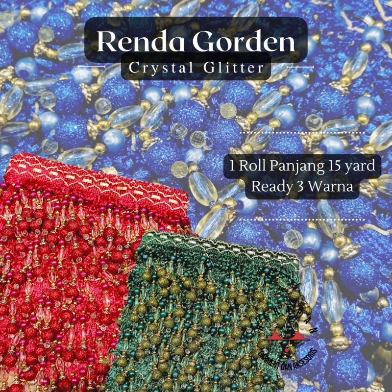 Renda Gorden Crsytal Gliter ROL Rumbai Rombe Poni Gorden Renda Hiasan Meja Aksesoris