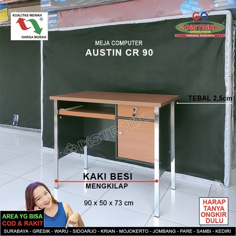 DISTRINDO Meja Komputer Minimalis Meja Kerja Kaki Besi Kokok