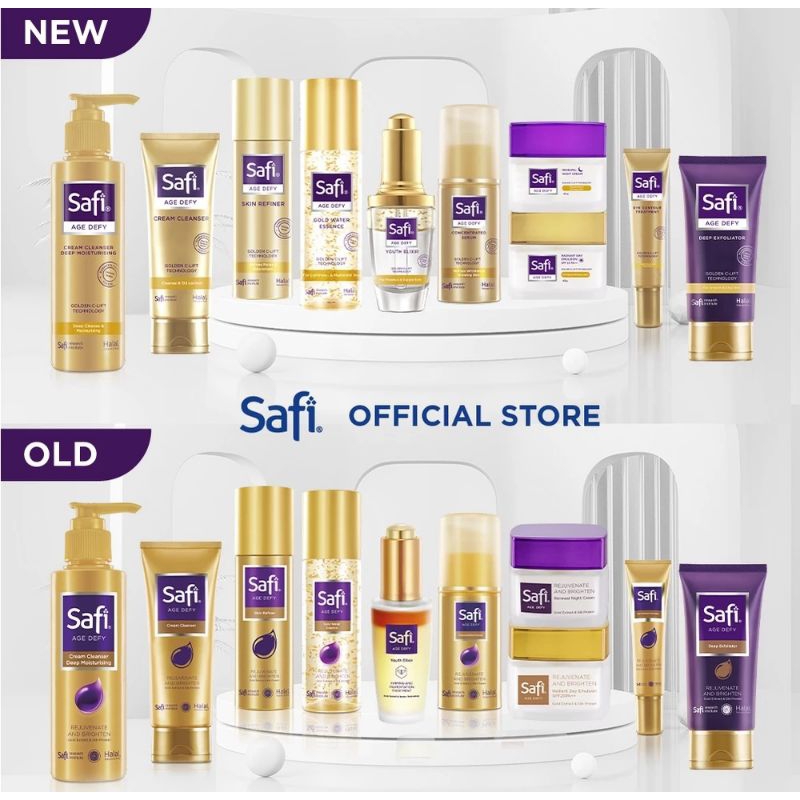 SAFI AGE DEFY SERIES OLD PACK CLEANSER CREAM DAY CREAM SKIN BOOSTER GOLD WATER ESSENCE (reject kemas