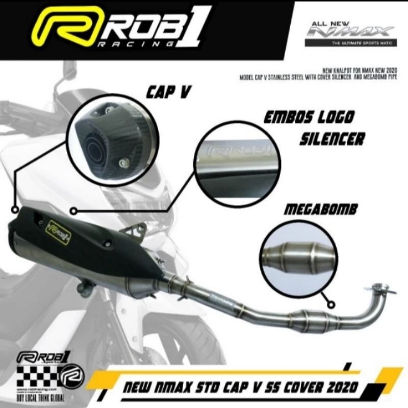 Knalpot Standar Racing Rob1 Aerox New/Nmax new Vcap