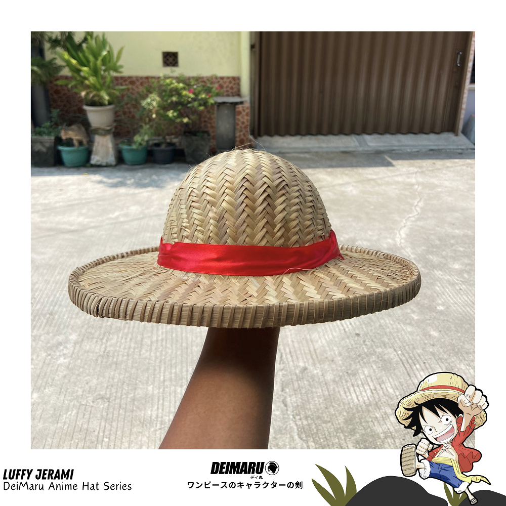 Topi Jerami Bambu Jerami Monkey D Luffy Straw Hat - Mugiwara Real Pict