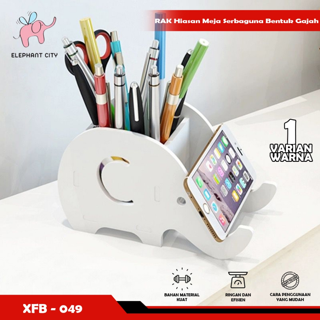 

Tempat Pen Ballpoint Moderen DIY Minimalis Bentuk Gajah Warna Putih - ELEPHANT_CITY