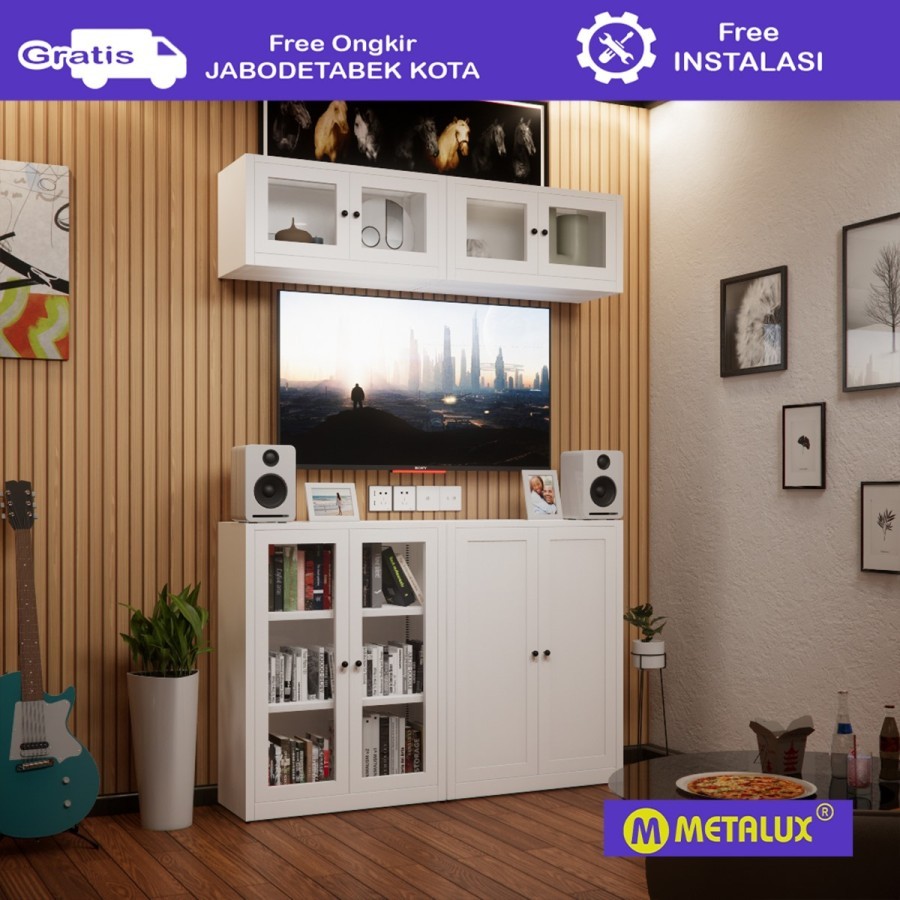 METALUX SANDA - Lemari Kaca Rak Bufet Tv Modern Minimalis
