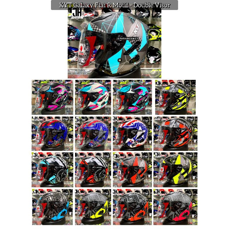 Helm KYT Galaxy Flat R Solid Motif Double Visor Original | KYT Half Face Galaxy Flat R Polos Black H