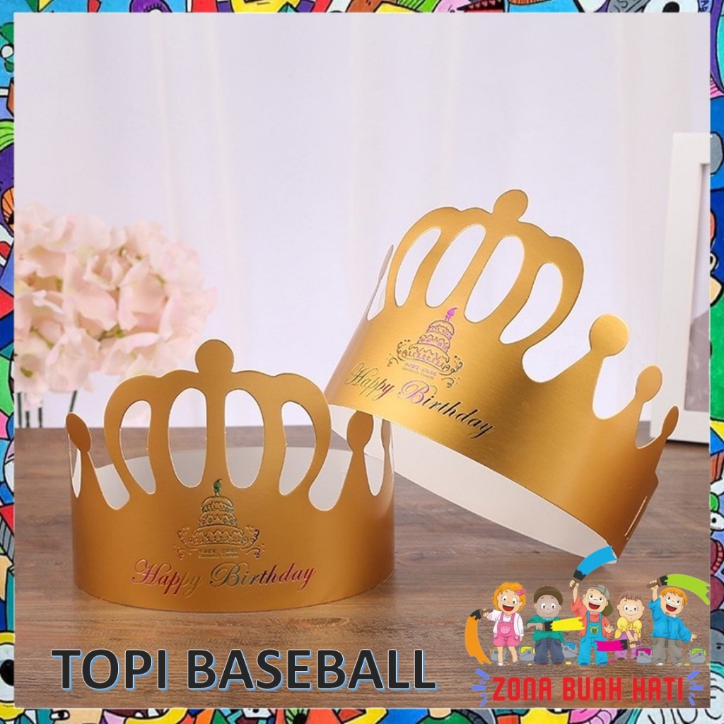 ZBH Topi Mahkota Ulang Tahun Anak-anak Karton Emas Dewasa Dekorasi Ulang Tahun Topi Ulang Tahun Hias