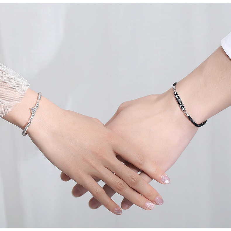 TERMURAH iTM Gelang Pasangan Putri dan ksatria tangan tali tangan pria dan wanita gelang perak