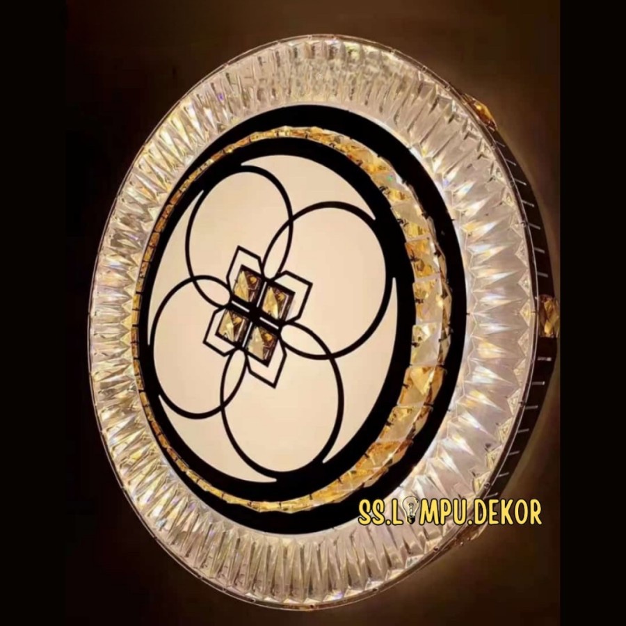 Lampu Plafon Kristal LED Mewah Bulat Besar Hias Kamar