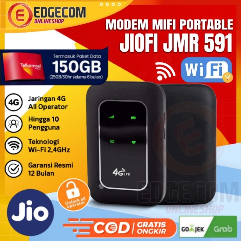 Mifi Modem JIO JMR591 Telkomsel 4G LTE 150GB UNLOCK All Operator GSM