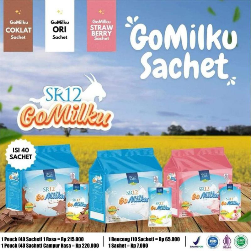 

Gomilku SR12 sachet kemasan ekonomis susu Kambing Etawa coklat original strawberry