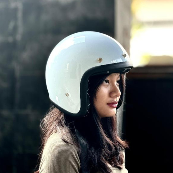 Helm Bogo Retro Original SNI Half Face Baby Blue Biru - Helm Motor, Helm Vespa, Helm Classic, Helm S