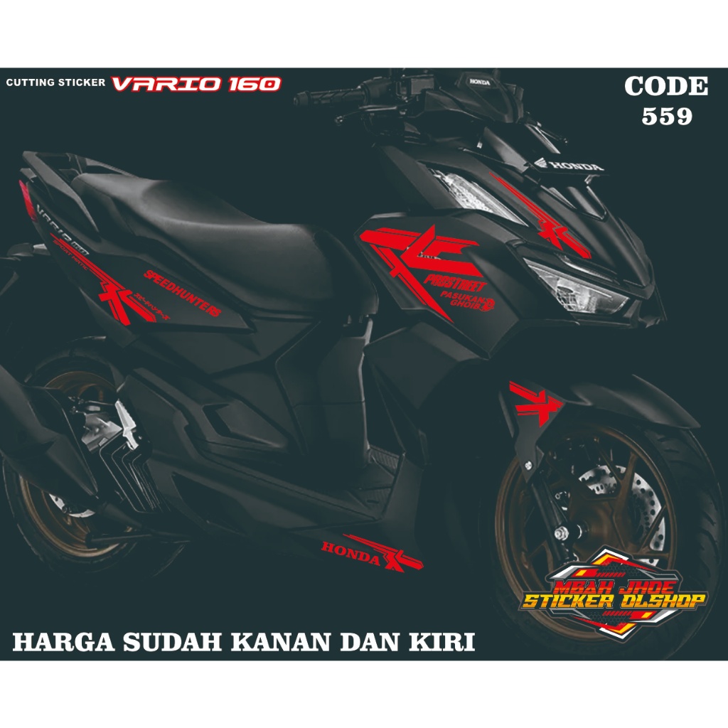 CUTTING STICKER MOTOR HONDA VARIO 160 BODY HITAM