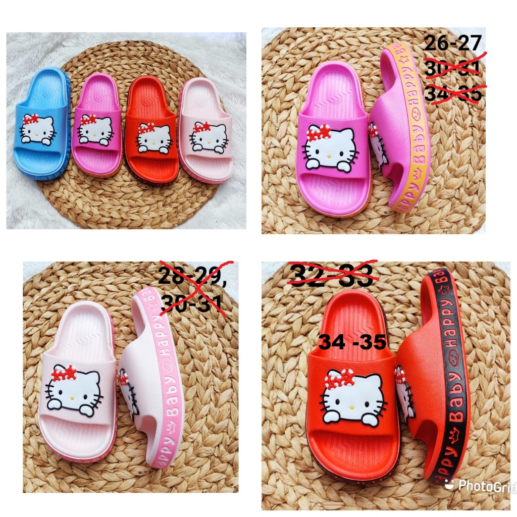 Sandal slop anak perempuan motif hello kitty 26-27 PINK FANTA