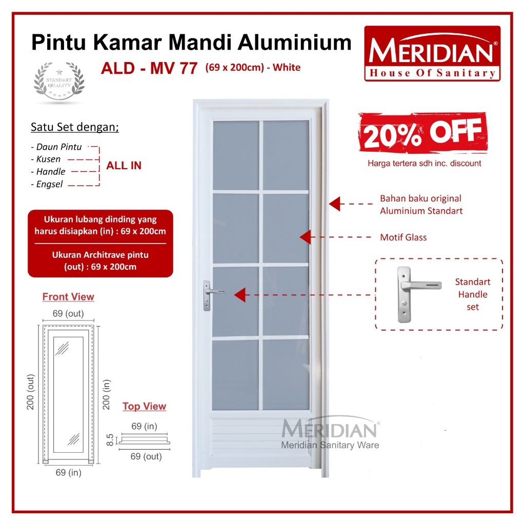 Pintu Aluminium Kamar Mandi MERIDIAN ALD MV 77