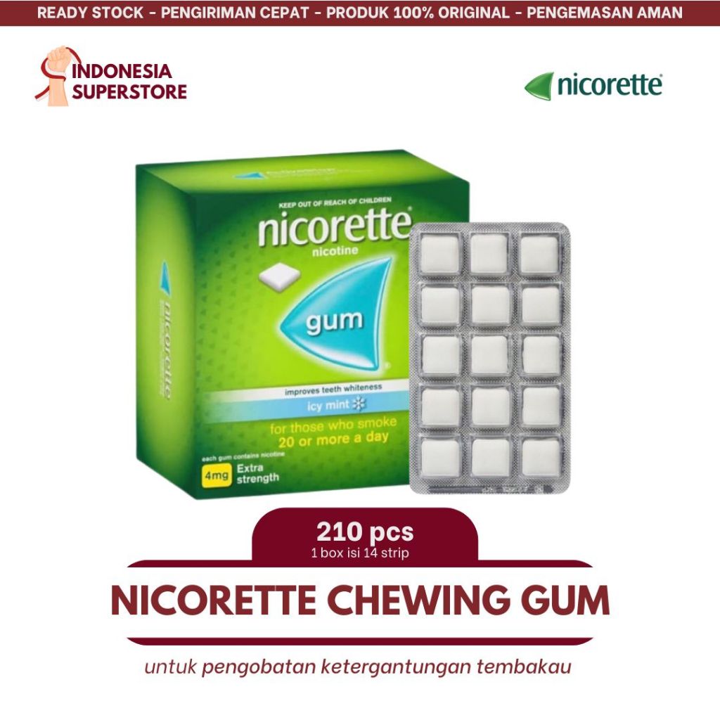 

Permen Karet Pengganti Rokok - NICORETTE Quit Smoking Chewing Gum FRESHFRUIT/ICY MINT BOX (4MG/2MG)