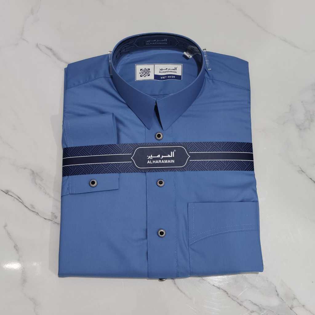 AL Haramain Jubah / Gamis Pria Dewasa Slimfit Manset Premium Series (L51) | Biru Gelap | Biru Terang | Gold | Sage-7