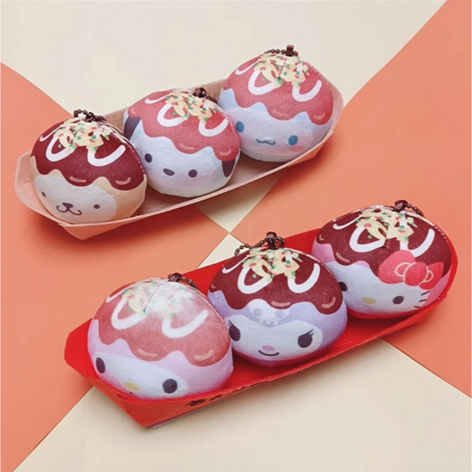 Gantungan Boneka Takoyaki Sanrio Hellokitty Melody Kuromi Purin Cinnamoroll Pochacco