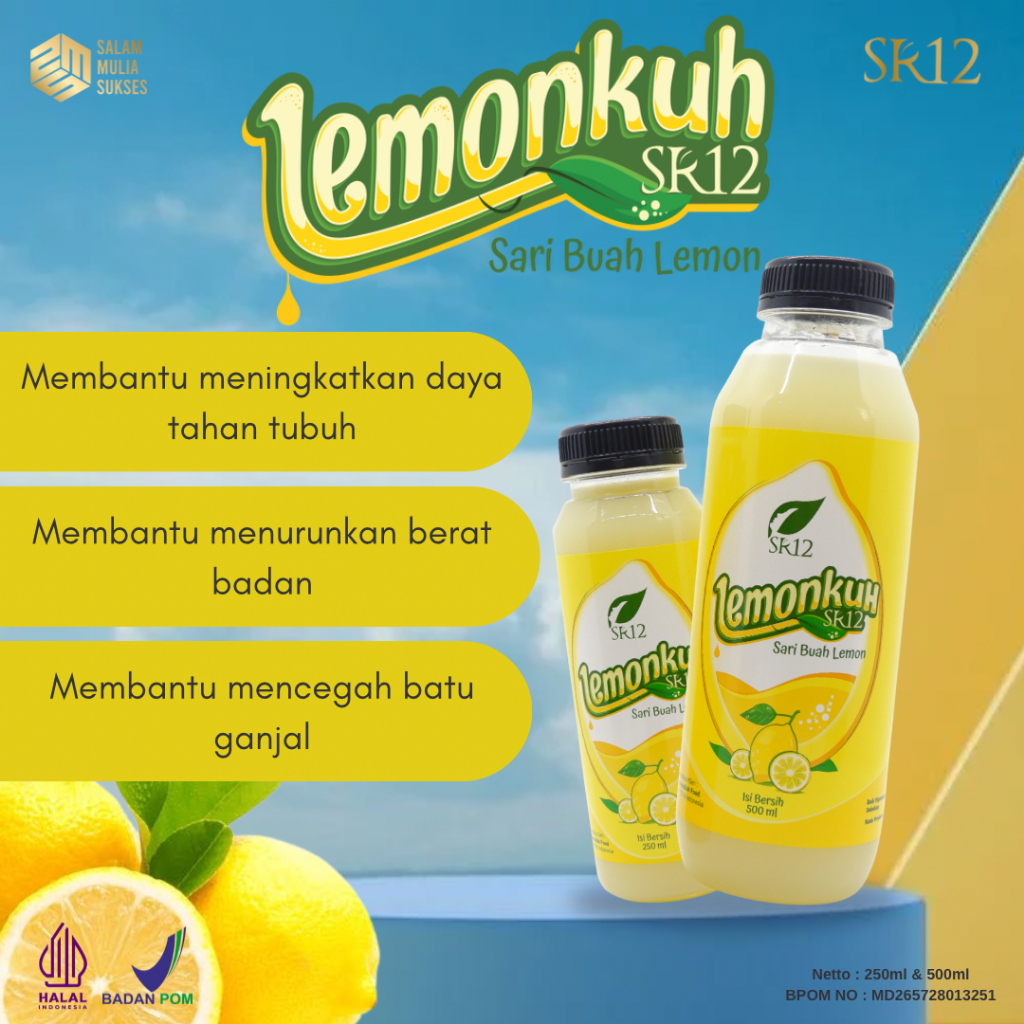 

Lemonku SR12 Minuman Sari Buah Lemon Asli - Netto 250ml & 500ml untuk Minuman DIET